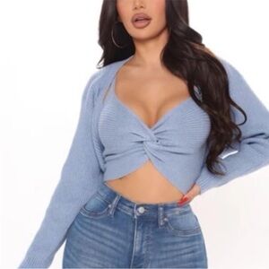Fashion Nova Light Blue Sweater Set